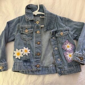 Embroidered Denim Jacket with Floral Patches 2T